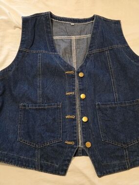 Classic Dark Blue Denim Button Vest